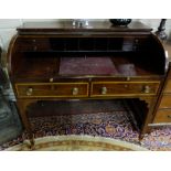 Regency Mahogany Roll-Top Desk, the tambour cover opening to a slide-out writing table with