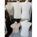 5 x Shop/Tailors Mannequins (3 on stands)
