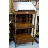 Georgian 3-Tier Mahogany Architects Table/Lectern, with adjustable top shelf, turned supports and