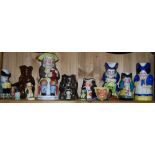 Group of Toby and Character Jugs, various sizes (shelf, approx. 14)