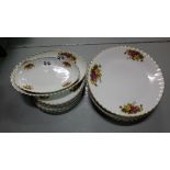 China Dinner Service, white with red flowers