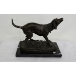 Bronze Table Figure of sporting dog, on a black slate base, 8.5”h