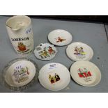 6 cartoon small dishes & a Jameson whiskey jug (7)