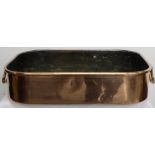 Large Antique Copper Rectangular shaped Roasting Pan, with handles, 15.5”w x 20.5”l