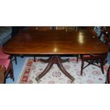 Regency Mahogany Tilt-Top Rectangular Shaped Dining/Centre Table, on a pod base with 4 splayed legs,