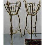 Matching Pair of Cast Brass Jardineres, on sabre legs, each 32”h