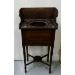 Narrow Georgian Mahogany Washstand with bowl insert, 19”w x 39”h