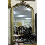 Carved Gilt Wood Framed Pier Mirror, with domed top and bevelled glass, 67”h x 36”w