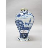 Antique Delft tin glazed blue & white sectional vase, approx 19cm H