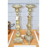 Pair of Antique French brass Church prickets, each approx 56cm H (2)