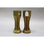 Pair of French WWI brass trench art vases, each approx 22cm H (2)