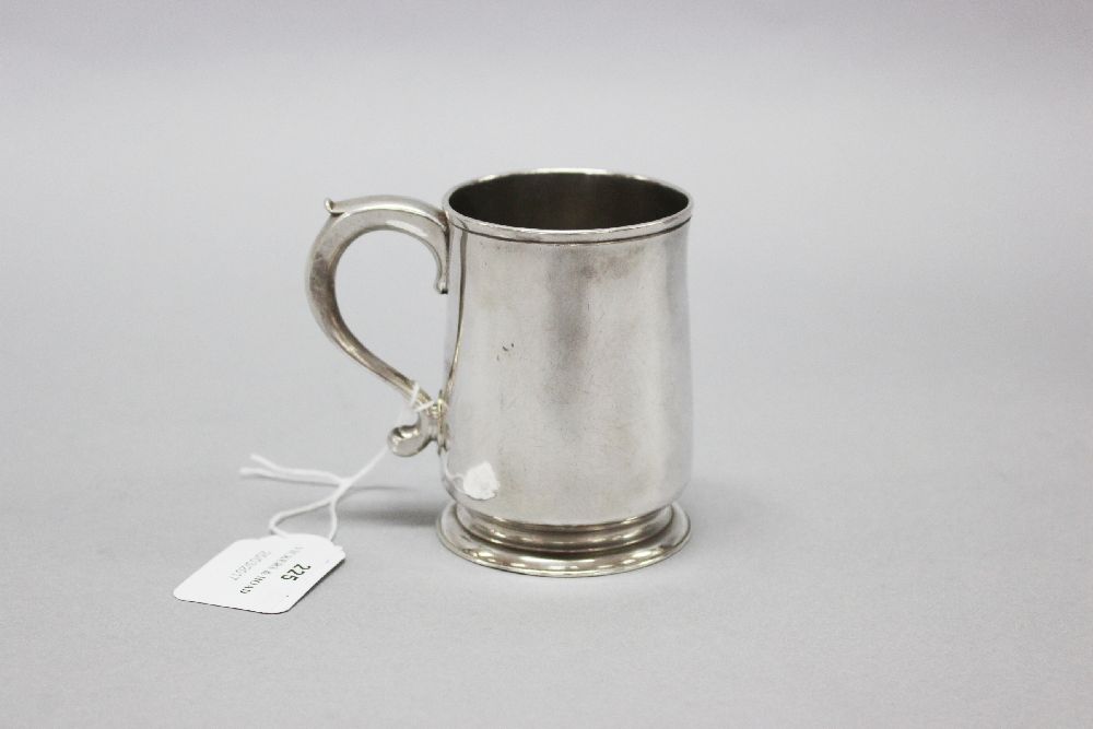 Early George II straight sided Childs mug, in sterling silver marked London 1736, FS in a heart ,