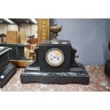 Antique French Napoleon III mantle clock, has key (in office), no pendulum, approx 42cm H x 47cm W x