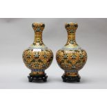 Pair of cloisonne vases, each approx 30cm H including stands (2)