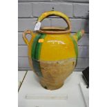 French painted stoneware pot, approx 42cm H