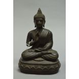 Cast bronze figure of a seated Thai Buddha, purchased in 1974 Bangkok, approx ?