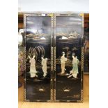 Pair of Oriental panels, each approx 92cm H x 30cm W (2)