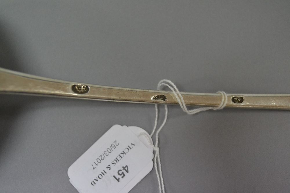 George II Irish large sterling silver soup ladle, with a curved hook terminal, marked Dublin 1750' - Image 3 of 4