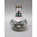 Chinese gilded copper vase with enamel decorations, approx 20cm H