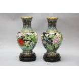 Pair of Cloisonne vases, each approx 35cm H including stand (2)