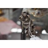 Solid silver figure of a boxer / bulldog, with a textured body, marked 800 283fi, Ex Leo Schofield