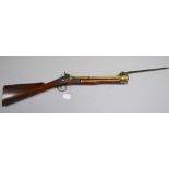 A choice English percussion blunderbuss by Baker of Burringdon Street London. Brass handle of