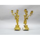Pair of Antique French gilt bronze figural boy & girl candelabras (2)