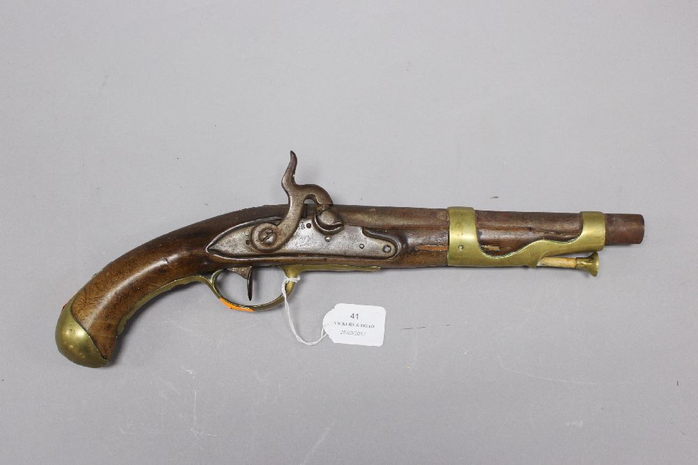 Antique mid 19th century French percussion pistol, Officially converted from flintlock, approx