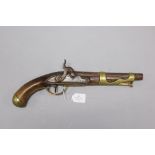 Antique mid 19th century French percussion pistol, Officially converted from flintlock, approx