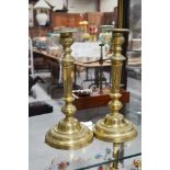 Pair of French brass candlesticks, approx 30cm H (2)