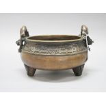 Large Chinese Bronze censer, Chenghua mark, approx 14cm H x 20cm dia