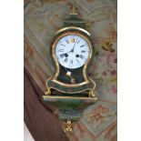 Antique French Napoleon III bracket clock, nicely painted in green with gilt highlights, approx 66cm