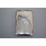 Victorian military presentation cigar or cheroot case, with hinge flip top lid in sterling silver,