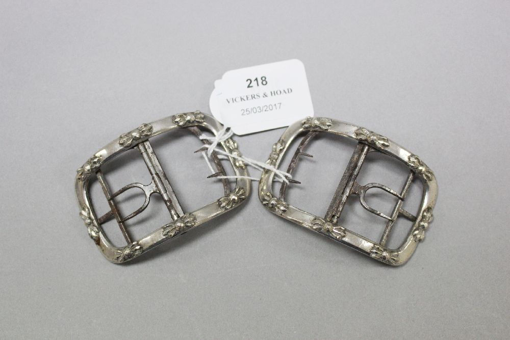 French 18th century shoe buckles. Silver mounted on steel with applied faceted steel bow