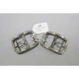 French 18th century shoe buckles. Silver mounted on steel with applied faceted steel bow