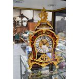 French boulle style mantle clock, approx 40cm H