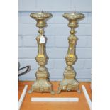 Pair of Antique French brass Church prickets, each approx 56cm H (2)