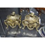 Two French style bombe form trinket boxes, each approx 12cm x 12cm (2)