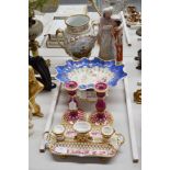 Assortment to include an antique porcelain inkstand with gilt highlighted borders. Some