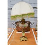 Antique French oil lamp, (converted), approx 60cm H