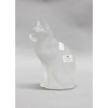 Lalique France crystal sitting cat, approx 22cm H