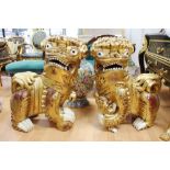 Pair of Oriental gold painted dogs of Fo, approx 64cm H x 68cm L (2)