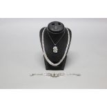 Art Deco style jewellery group, to include bracelet, pendant and necklace, marked 925 approx 18cm L,