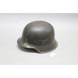 German WWII Era Luftwaffe steel helmet. Chinstrap missing.