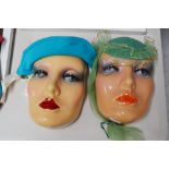 Pair of Art Deco masks, each approx 20cm x 12cm (2)