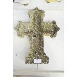 Antique French marble cross, approx 33cm x 24cm