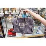 Roger Vivier Suede Large metro shopping handbag, approx 42cm W x 34cm H