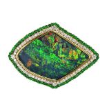Outstanding & unique 117ct Lightning ridge Black Opal, set in a ladies 18ct gold belt buckle with