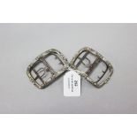 French 18th Century shoe buckles. Silver mounted on steel with applied faceted bow decoration makers