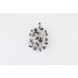 Sapphire & diamond set 18ct white gold cluster pendant with recognised Certificate approx total